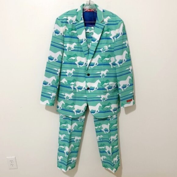 Shinesty Other - Shinesty Derby Horses 2 Piece Men's Suit Blazer 44 Pants 38/36 NWT